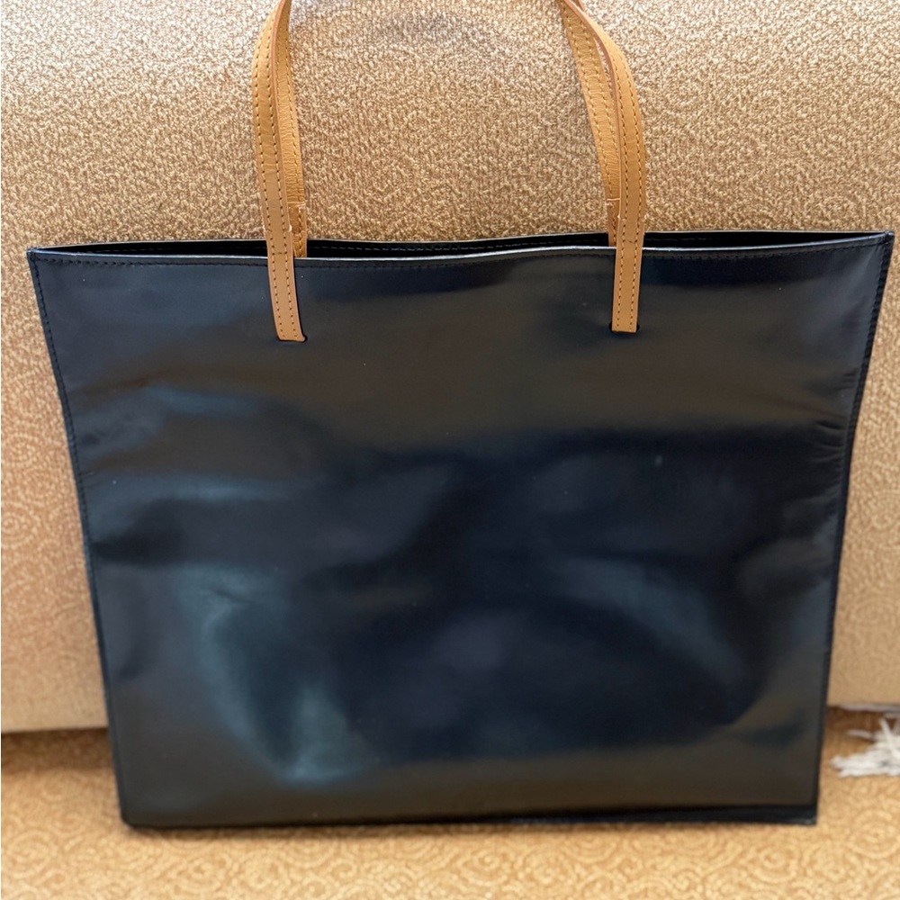 Elegant Black Tote with Tan Handles